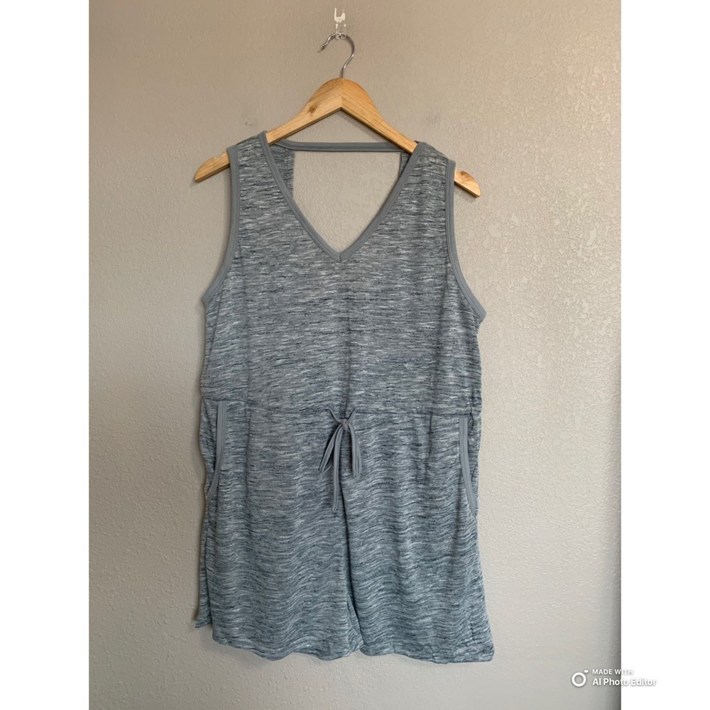 Cupshe Heather Grey Blue Drawstring Waist Jersey Romper Size Large NWT Beach - Picture 3 of 17